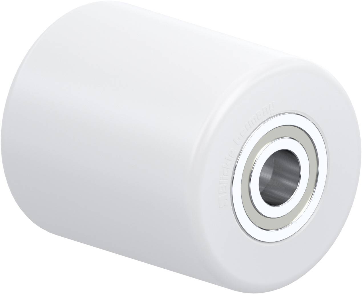 Weiße Rolle mit Metalllager, zylindrische Form.