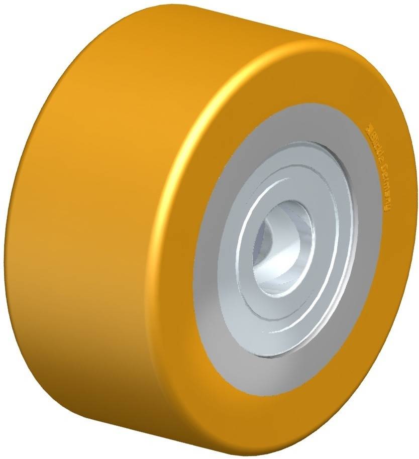 Oranges Rad mit silberner metallischer Achse.