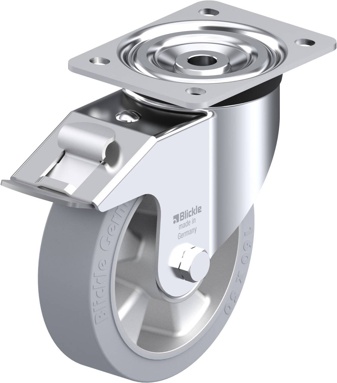 Metallenes Lenkrad mit Halterung, Drehgelenk und Bremse; geeignet für Möbel oder Industrieanwendungen.