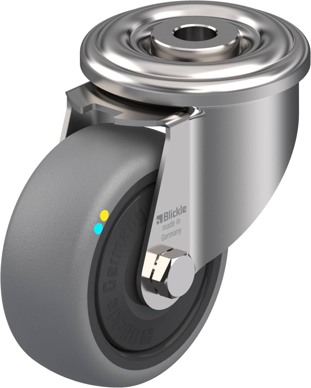 Graue Rollenrolle mit Metallgehäuse, hergestellt in Deutschland. Ideal für den Einsatz in Möbeln oder industriellen Anwendungen.