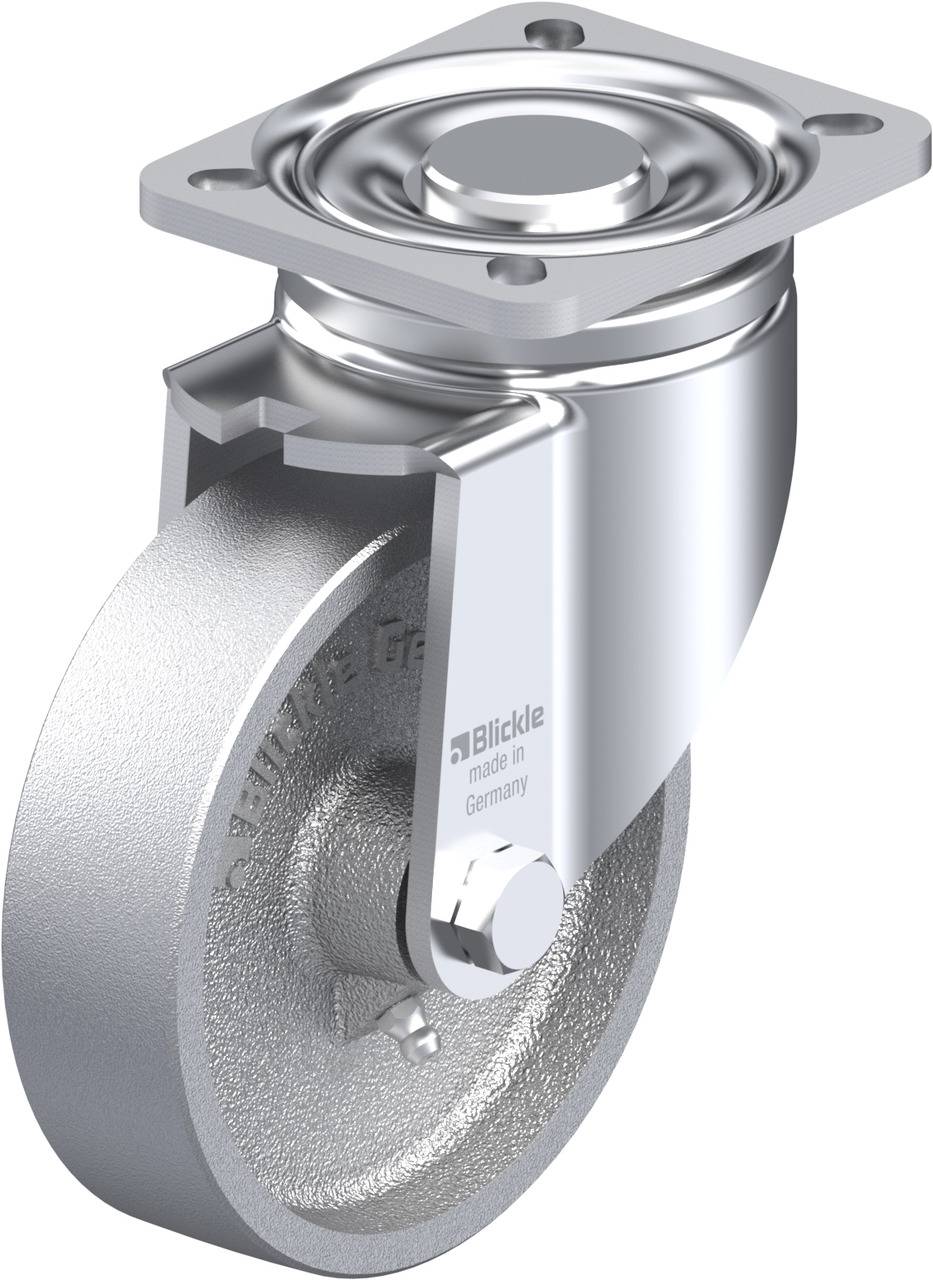 Hochleistungslenkrolle aus Metall mit feststellbarer Platte, silberfarben, für industrielle Anwendungen.