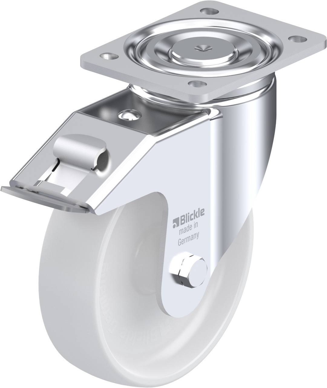 Rolle mit metallischem Gehäuse und weißem Rad von 