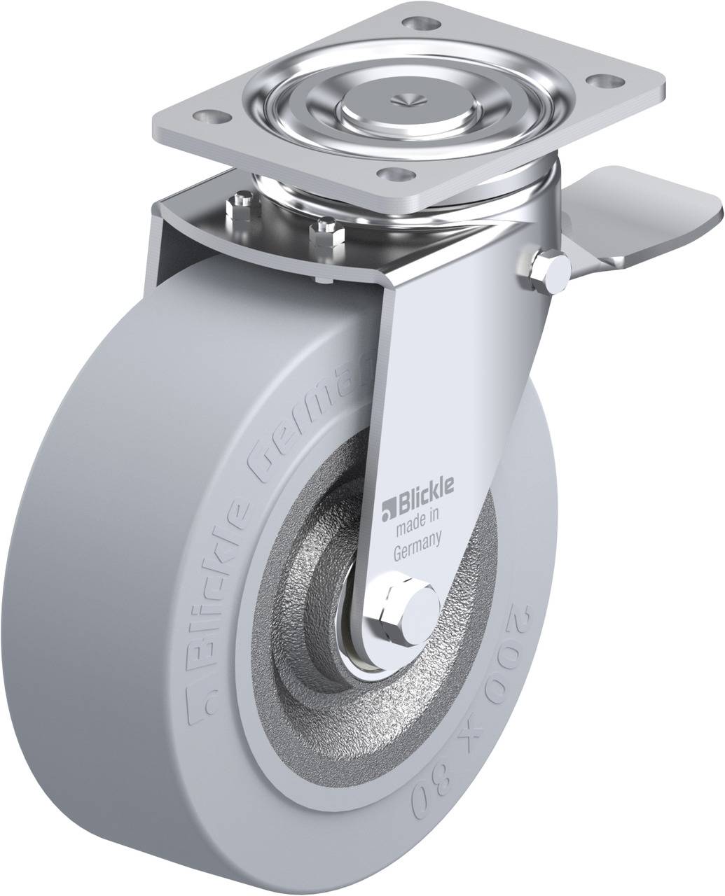 Blickle 750141 LH-SE 202K-ST-SG Lenkrolle mit Feststeller Rad-Durchmesser: 200mm Tragfähigkeit (max.): 800kg 1St.