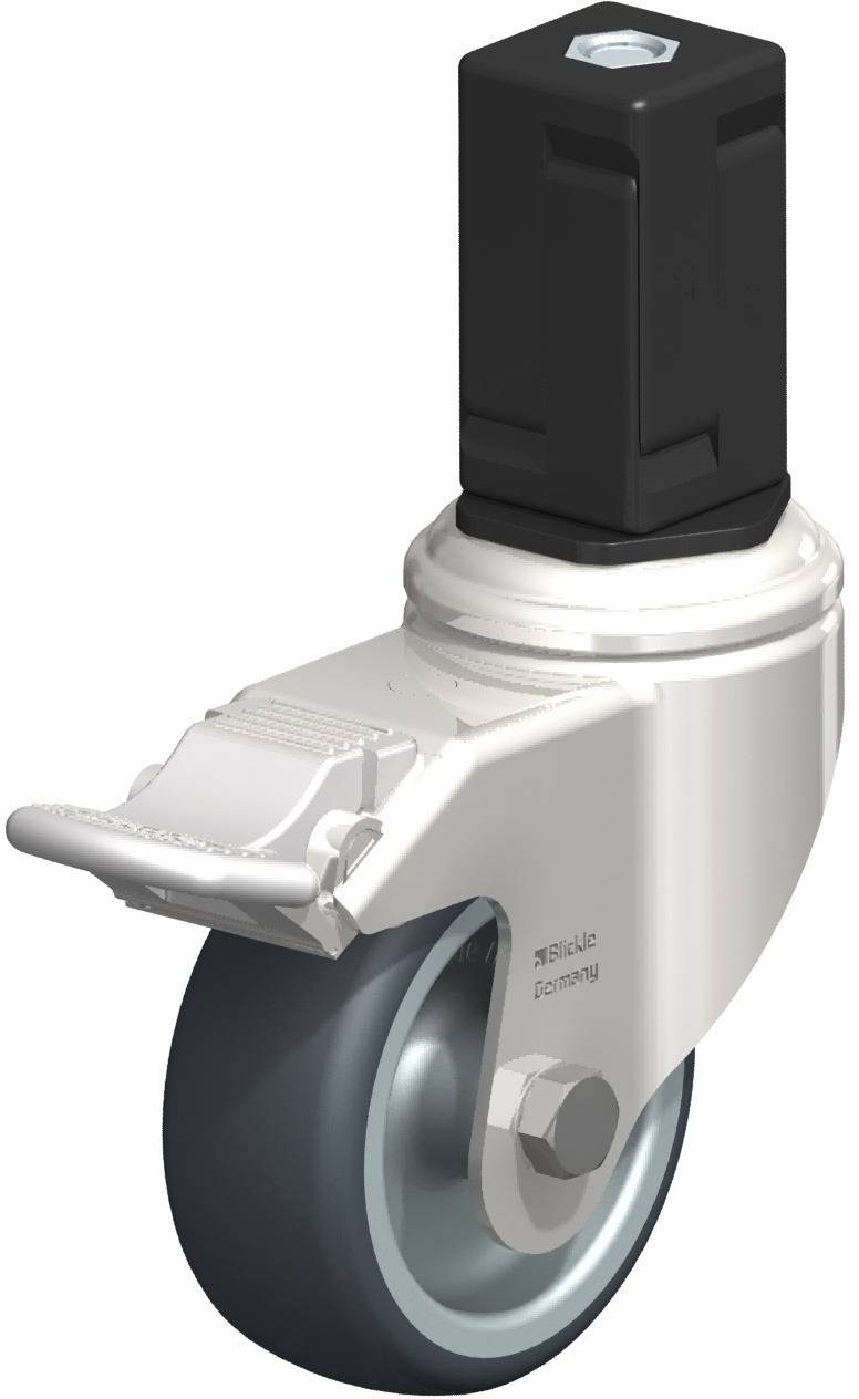 Schwenkrolle mit grauem Rad und schwarzer Halterung, geeignet für Möbel oder industrielle Anwendungen.