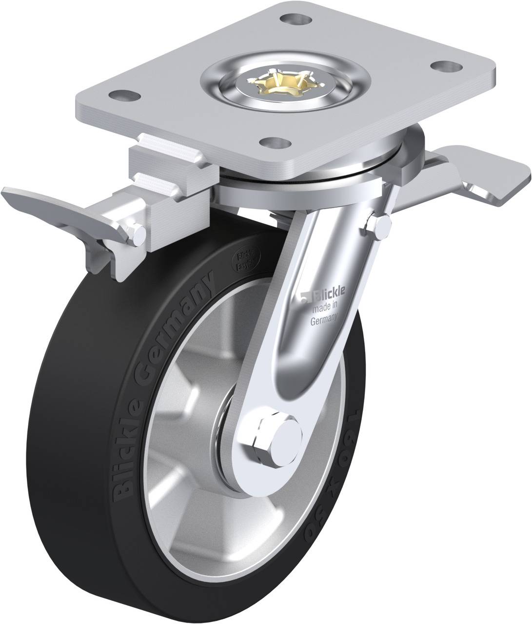 Blickle 852064 LO-ALEV 160K-ST-RI4 Lenkrolle mit Feststeller Rad-Durchmesser: 160mm Tragfähigkeit (max.): 400kg 1St.