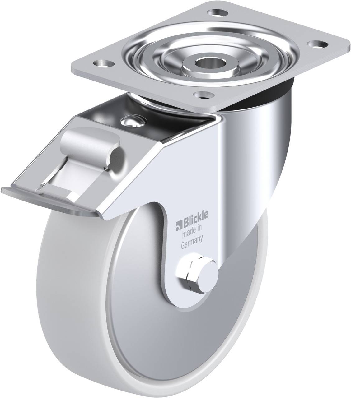 Metallisches Möbelrolle mit einer grauen Gummibeschichtung, drehbar, zur Befestigung an Möbelstücken, erhöht deren Mobilität.