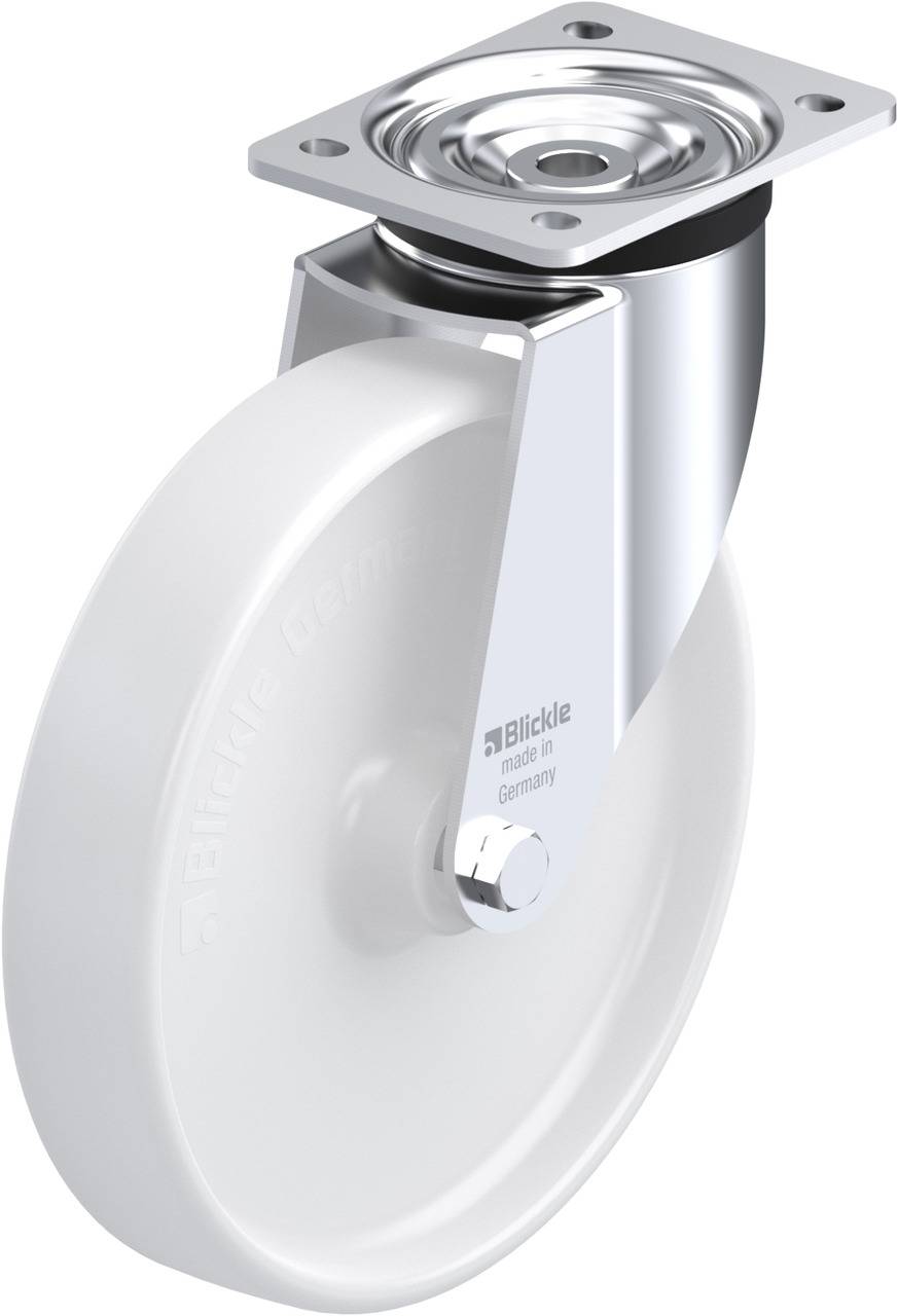 Metall-Transportrolle mit weißem Rad und drehbarem Gehäuse, geeignet für Wagen oder Möbel zum leichten Bewegen.