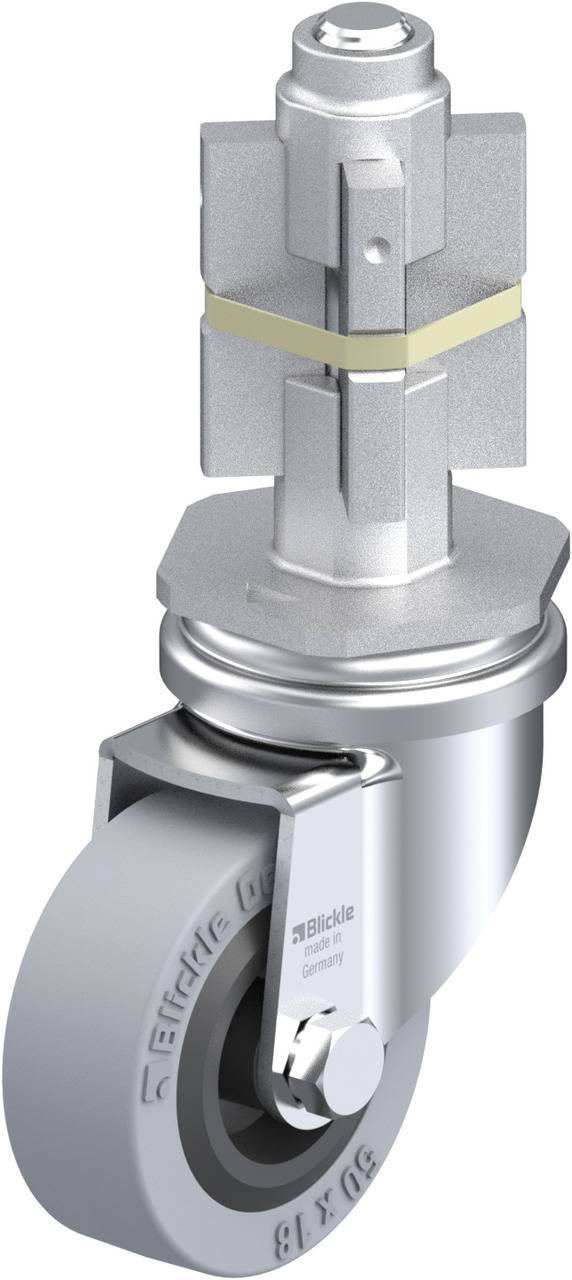 Rolle mit Befestigungsmechanismus, Metallkonstruktion, drehbar, für Transportgeräte.