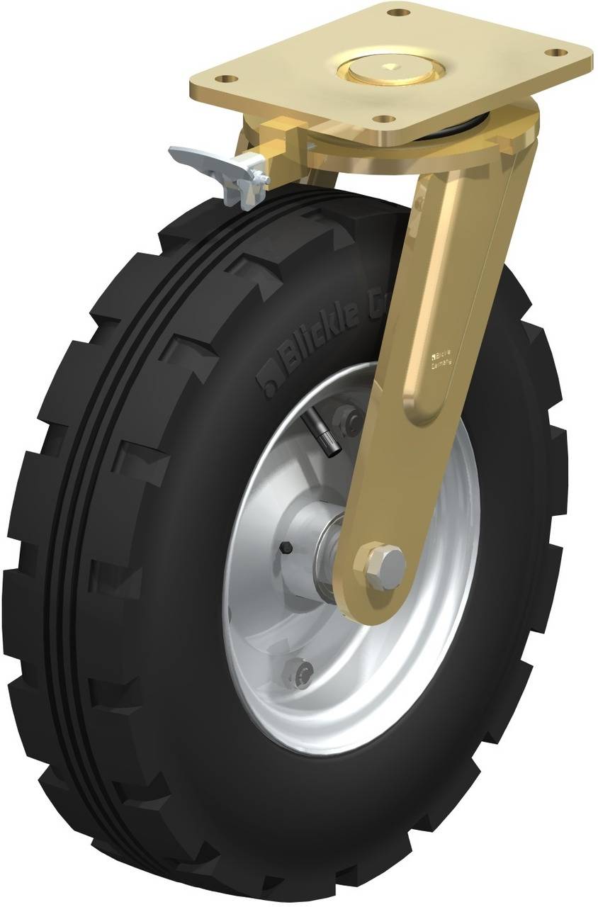 Industrie-Schwenkrolle mit festem Rad und Halterung; geeignet für schwere Lasten.