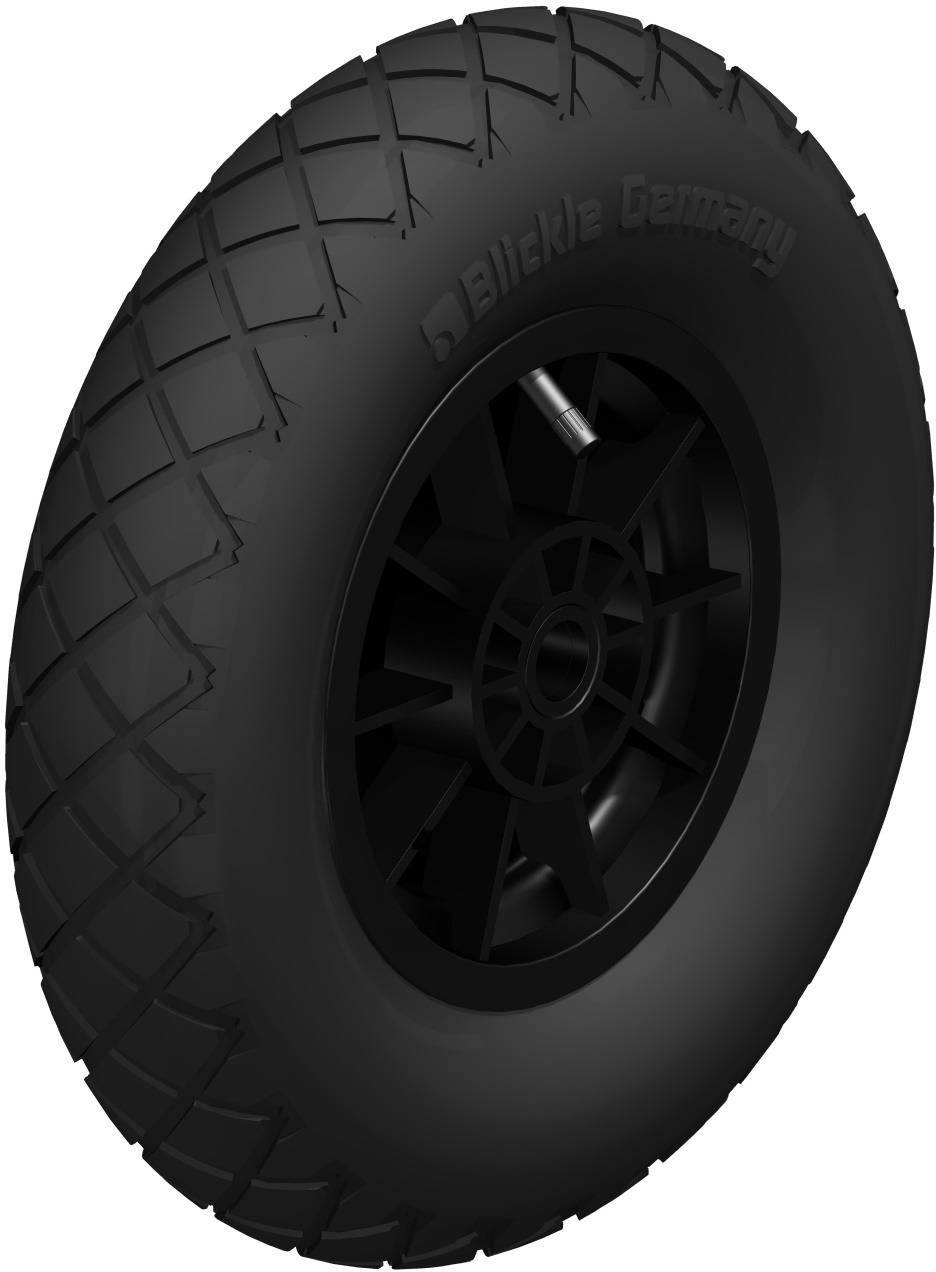 Schwarzer Reifen mit grobem Profil und Markenname 'Biddle Germany' sichtbar.