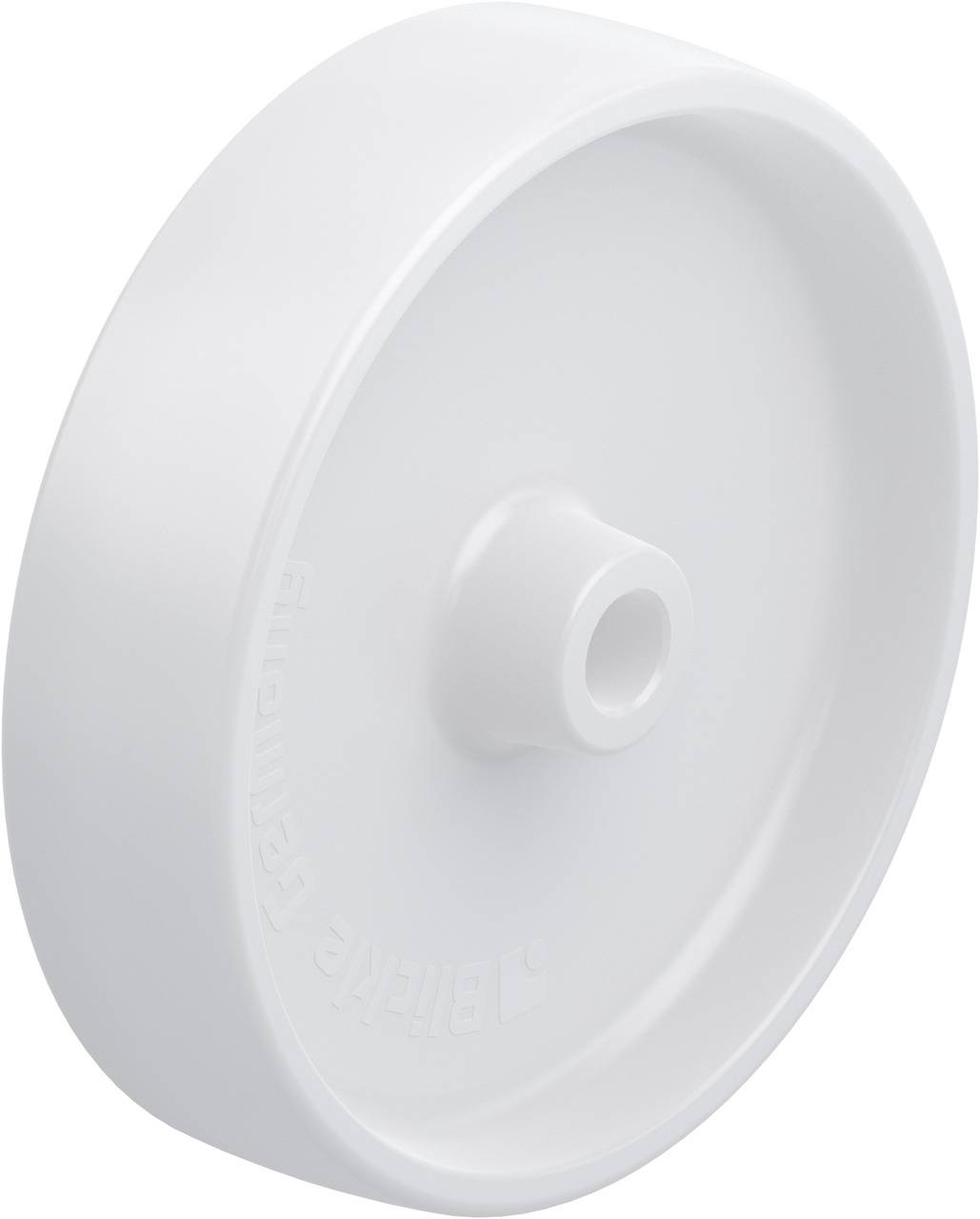 Rundes weißes Kunststoffrädchen mit leicht erhöhter Mitte und abgerundetem Rand, verwendet in technischen oder versiegelnden Anwendungen.