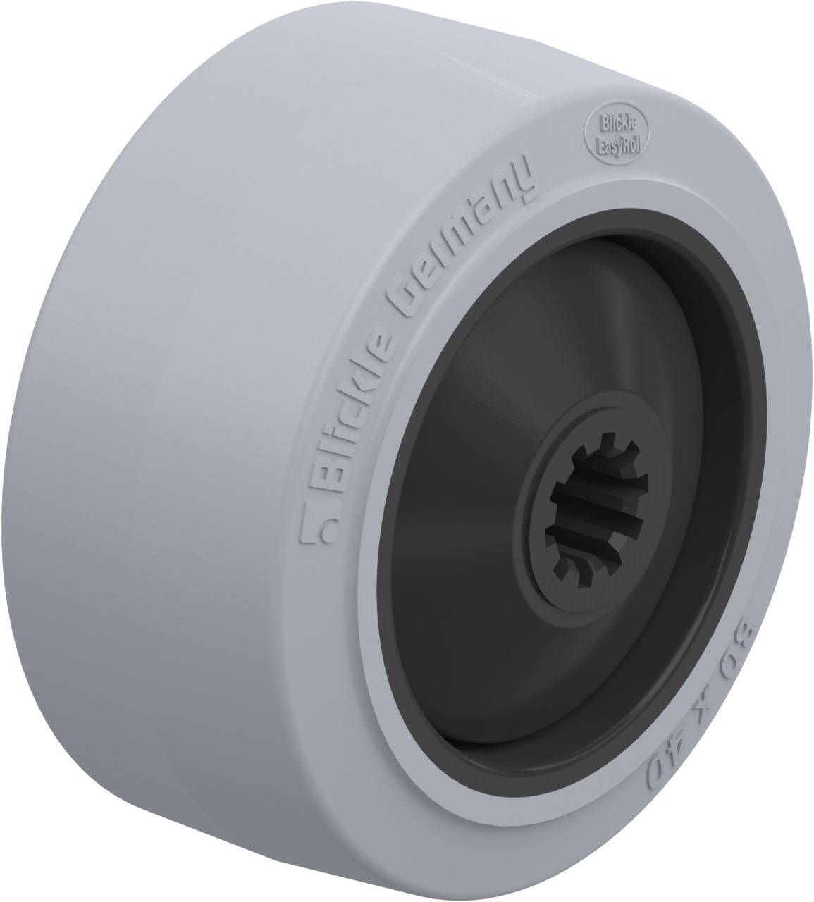 Graues Rad mit schwarzem Innenbereich und Prägung 'Tente Germany'. Modellbezeichnung '50 x 20'. Struktur an der Radöffnung erkennbar.