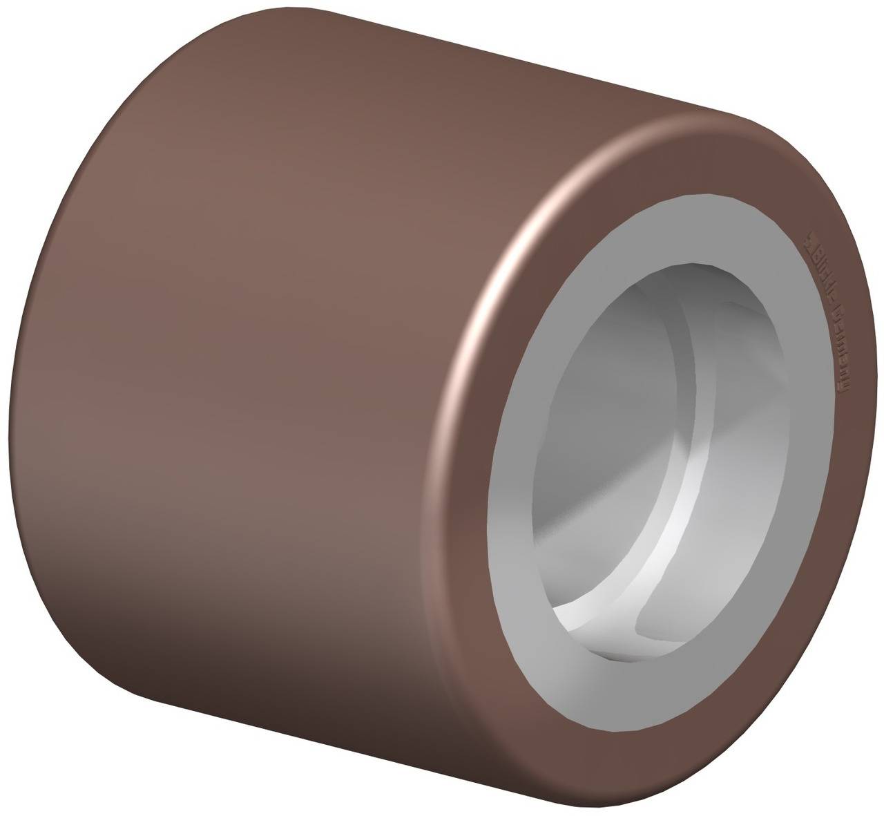 Braune zylindrische Rolle mit silbernem Innenring. Geeignet für industrielle Anwendungen.