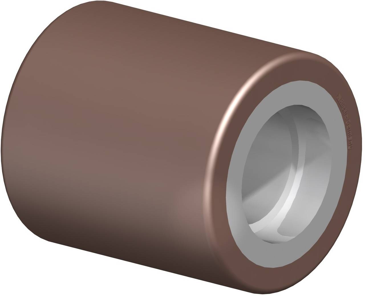 Zylindrische Rolle aus Metall, braune Oberfläche, mit zentralem Loch.