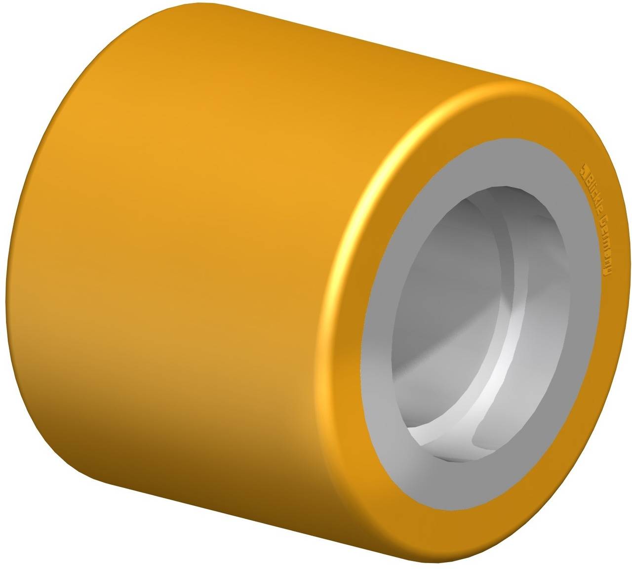 Eine gelbe Rolle mit grauem Innenbereich, vermutlich für industrielle Anwendungen.