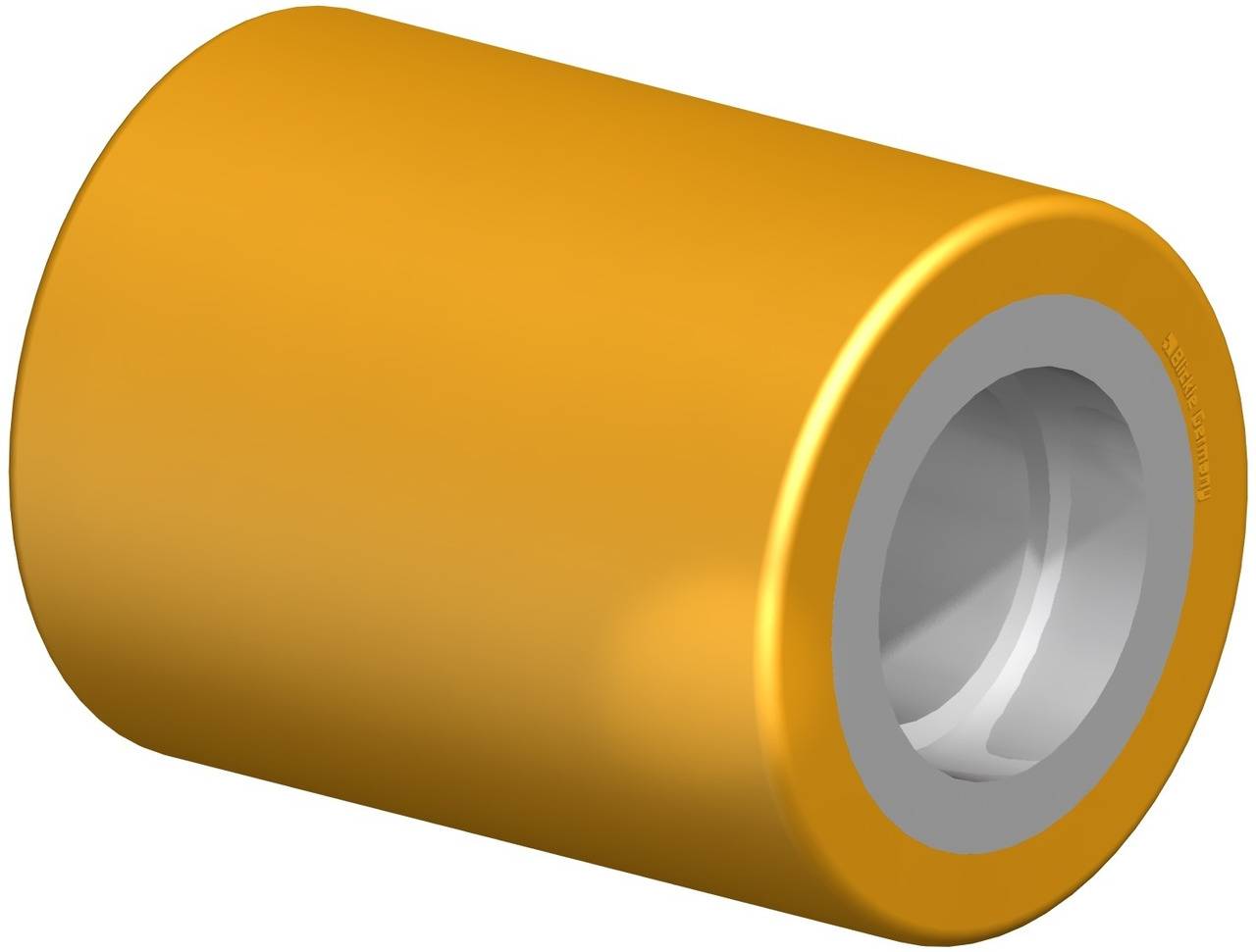 Goldene zylindrische Rolle mit metallischem Innenring, dargestellt vor einem weißen Hintergrund.