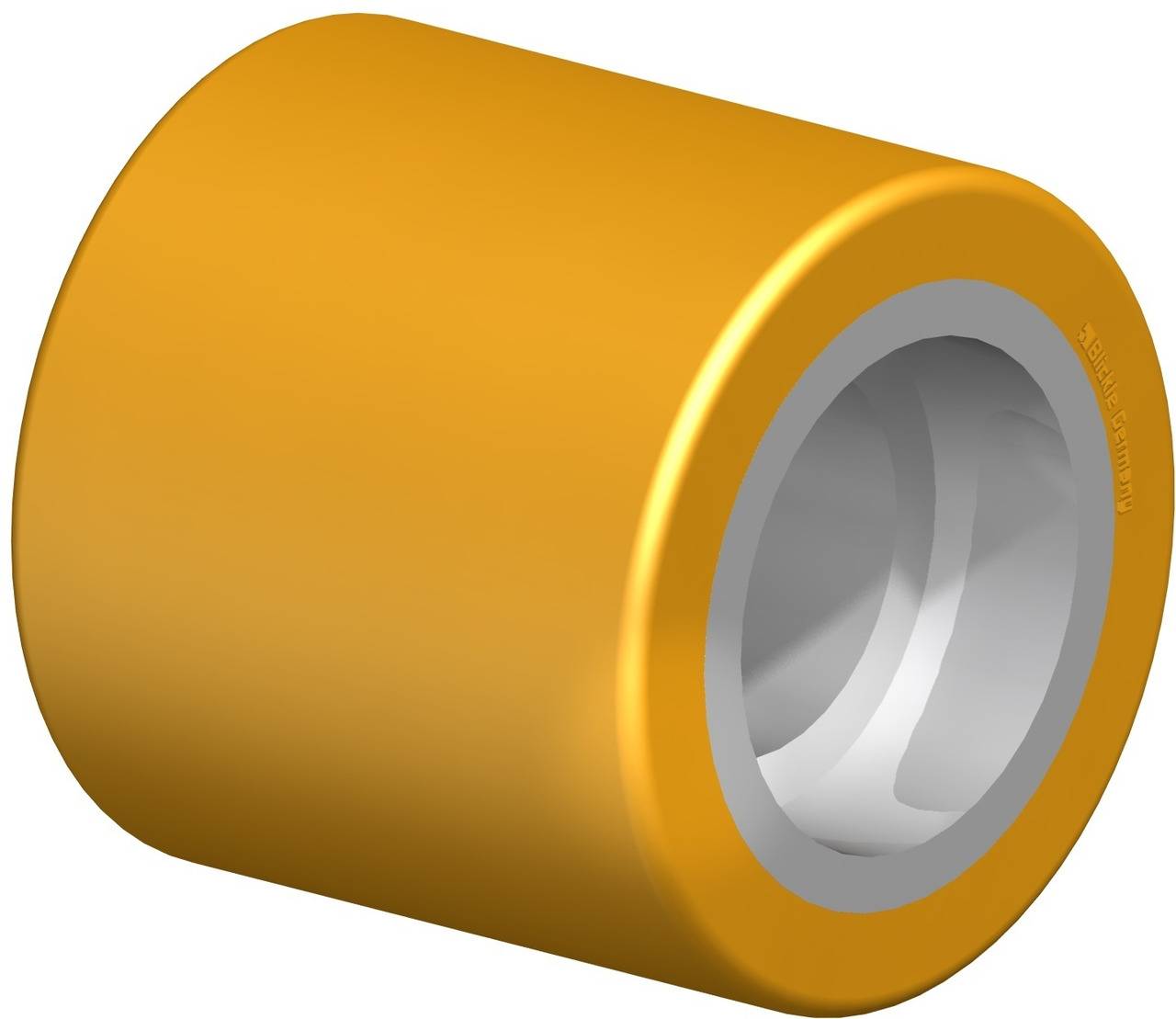 Goldenes Zylinderlager mit grauer Innenfläche, dargestellt in einem dreidimensionalen Modell.