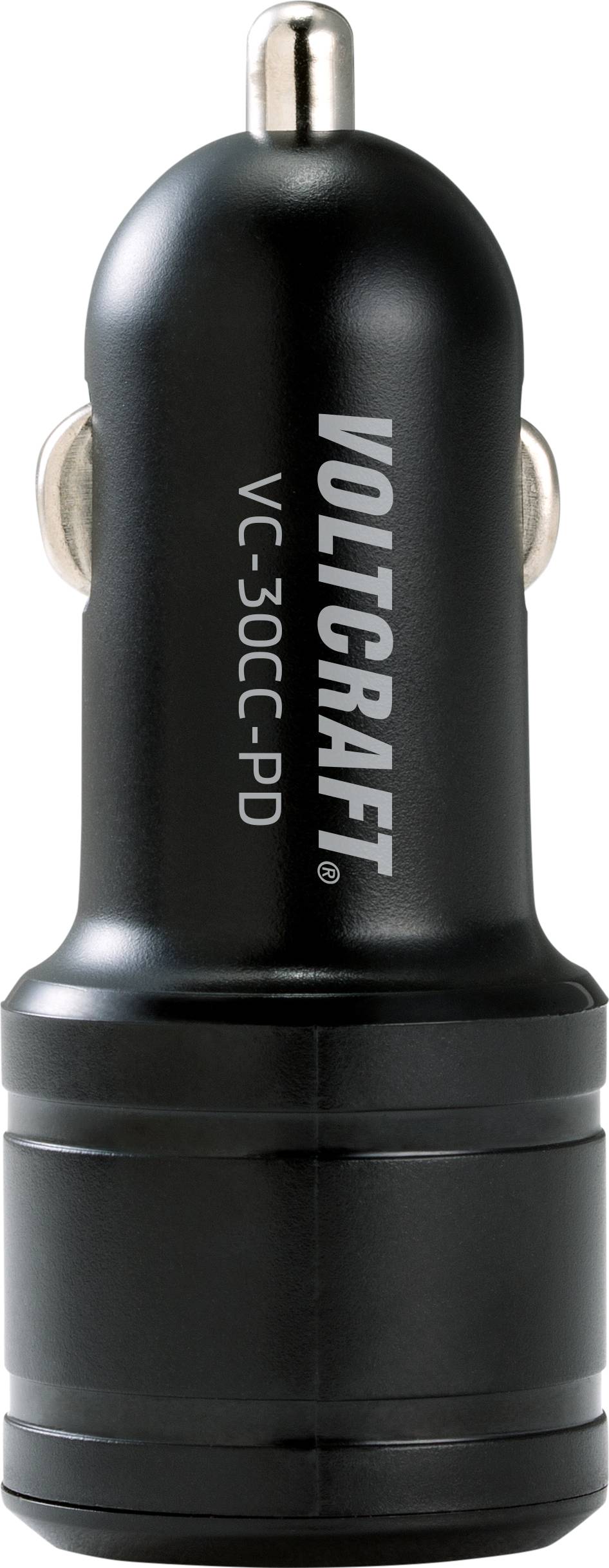VOLTCRAFT VC-30CC-PD USB Ladegerät 30W 1x USB-A, 1x USB-C® USB PD Schwarz KFZ USB Power Delivery (USB-PD)