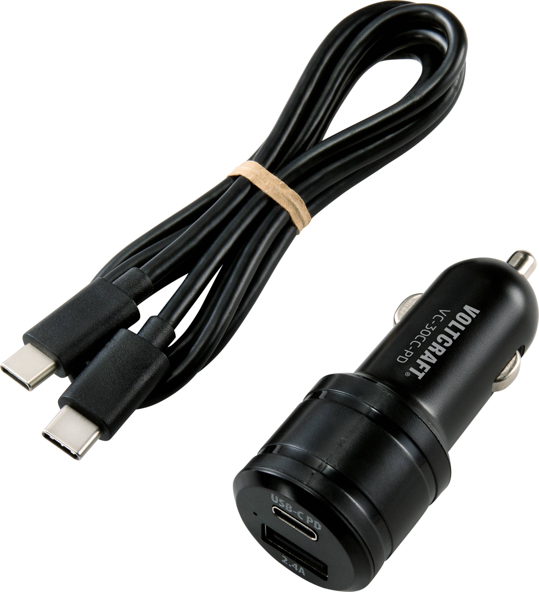 VOLTCRAFT VC-30CC-PD USB Ladegerät 30W 1x USB-A, 1x USB-C® USB PD Schwarz KFZ USB Power Delivery (USB-PD)