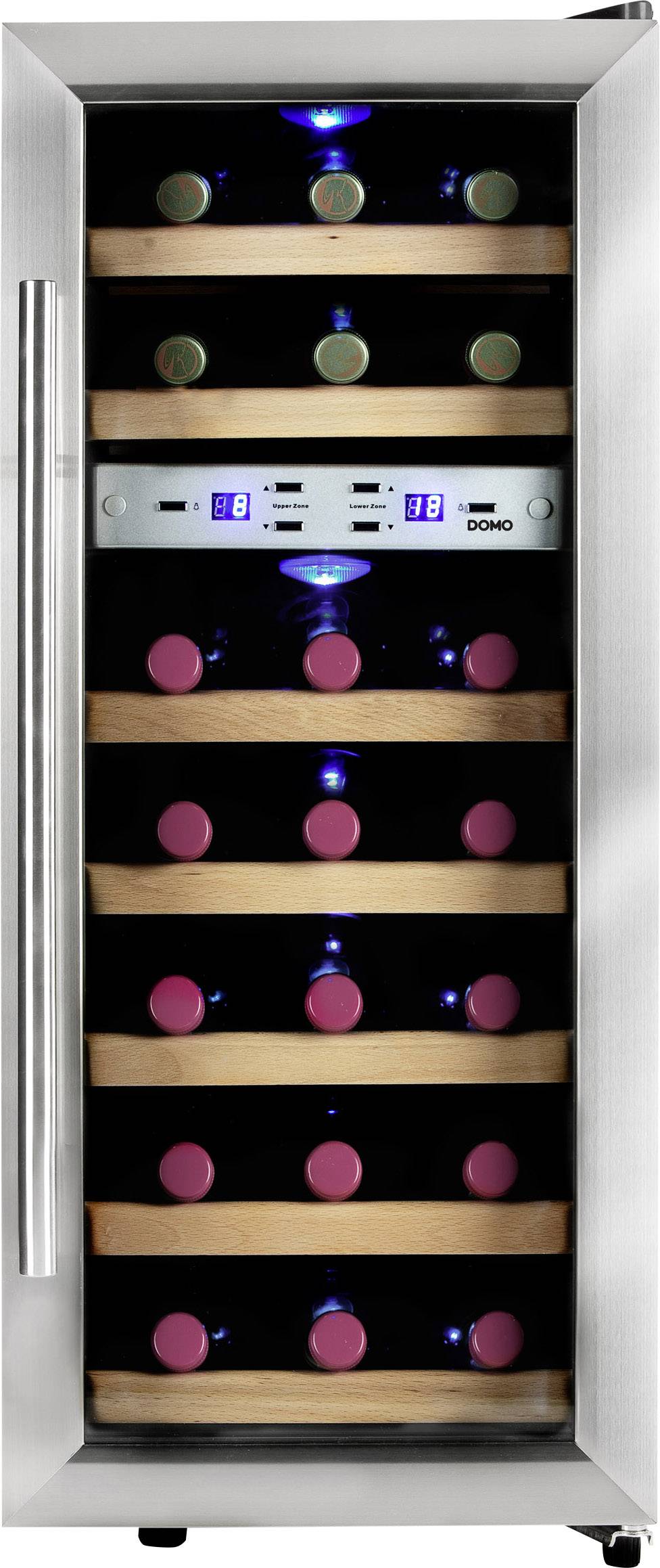 DOMO DO911WK Weinkühlschrank 60 l EEK: B (A+++ - D) Standgerät Schwarz, Silber (matt, eloxiert)