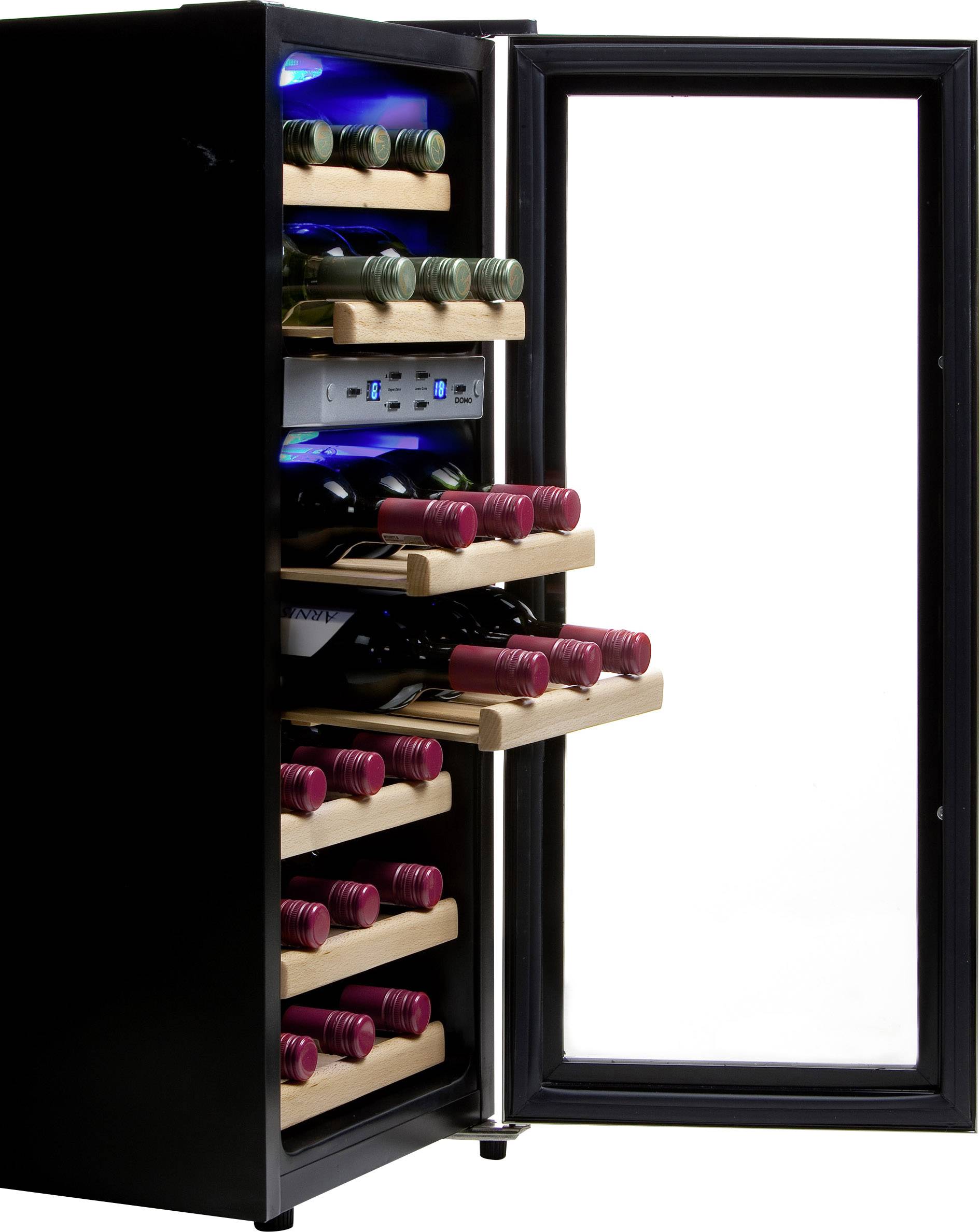 DOMO DO911WK Weinkühlschrank 60 l EEK: B (A+++ - D) Standgerät Schwarz, Silber (matt, eloxiert)