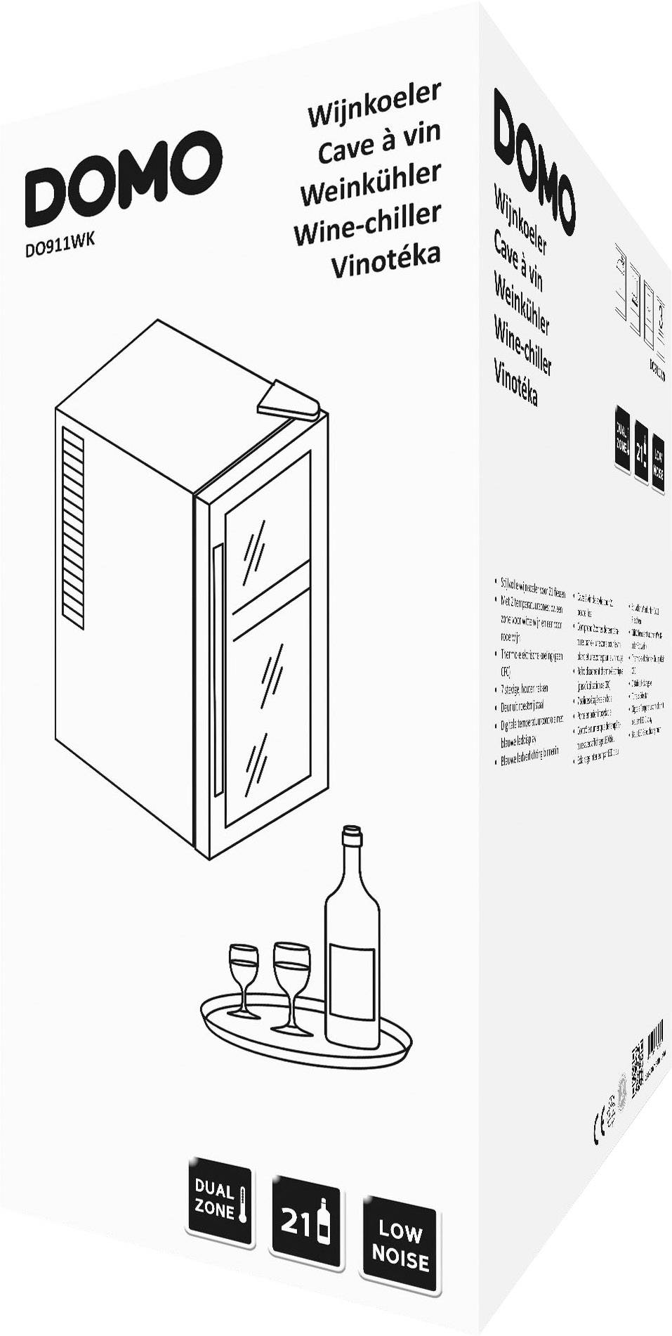 DOMO DO911WK Weinkühlschrank 60 l EEK: B (A+++ - D) Standgerät Schwarz, Silber (matt, eloxiert)
