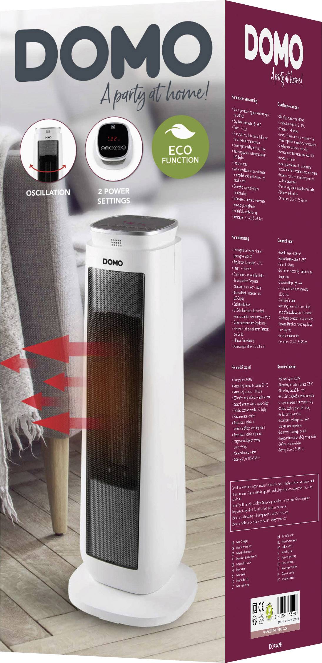 DOMO DO7347H Keramik-Heizlüfter DO7347H Weiß