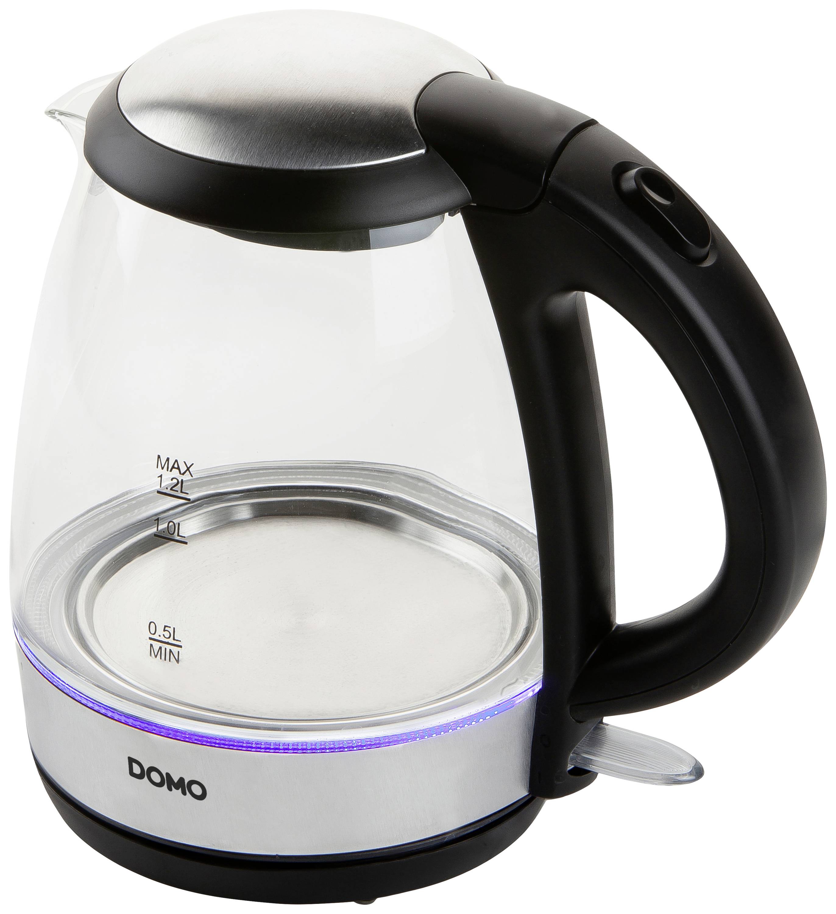 DOMO DO9218WK Wasserkocher Schwarz, Silber Fassungsvermögen: 1.2 l