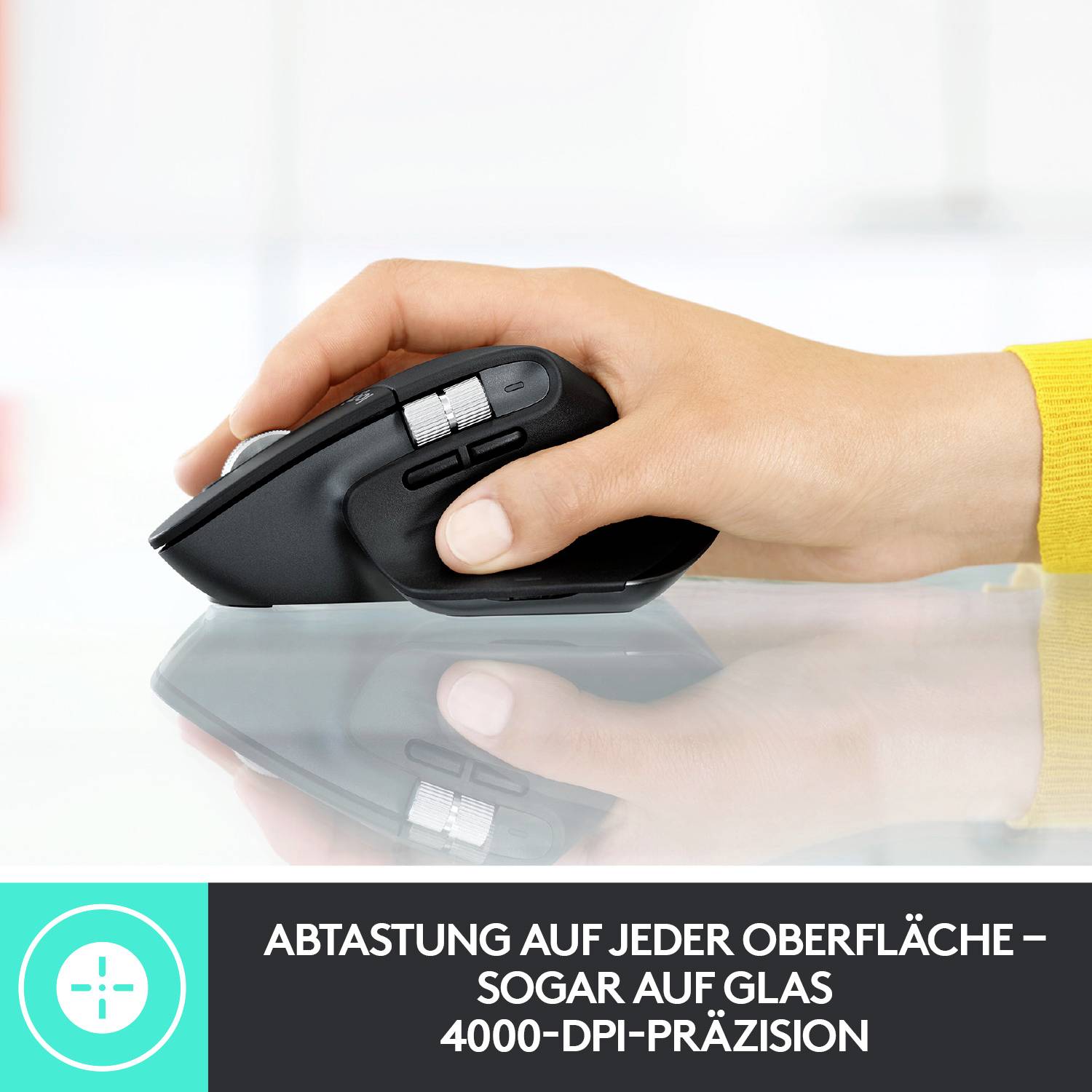 Logitech MX Master 3 Advanced Ergonomische Maus Bluetooth®, Funk Laser Graphit 7 Tasten 4000 dpi Wiederaufladbar, Intelligentes Scrollrad, Daumenr