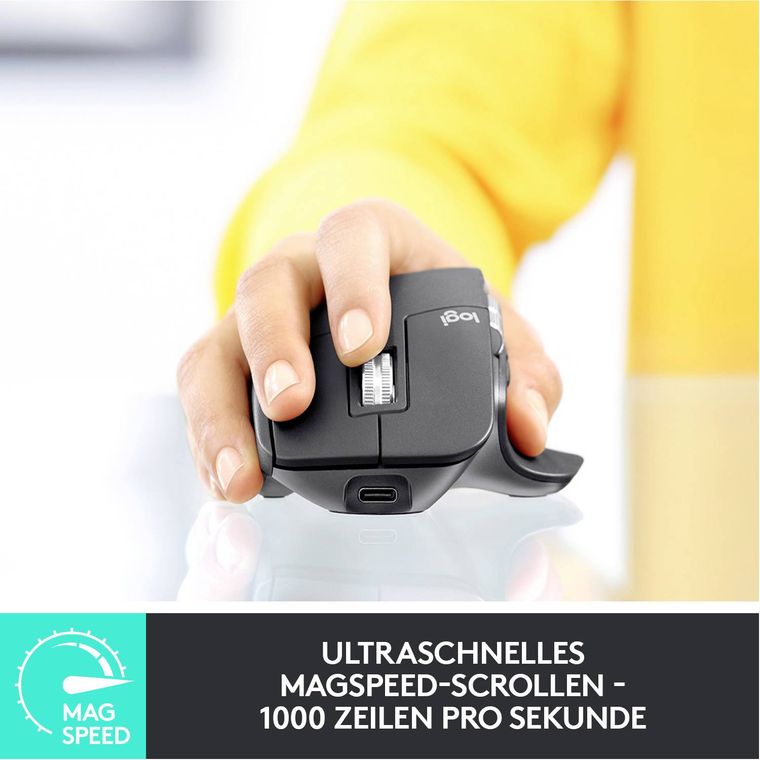 Logitech MX Master 3 Advanced Ergonomische Maus Bluetooth®, Funk Laser Graphit 7 Tasten 4000 dpi Wiederaufladbar, Intelligentes Scrollrad, Daumenr