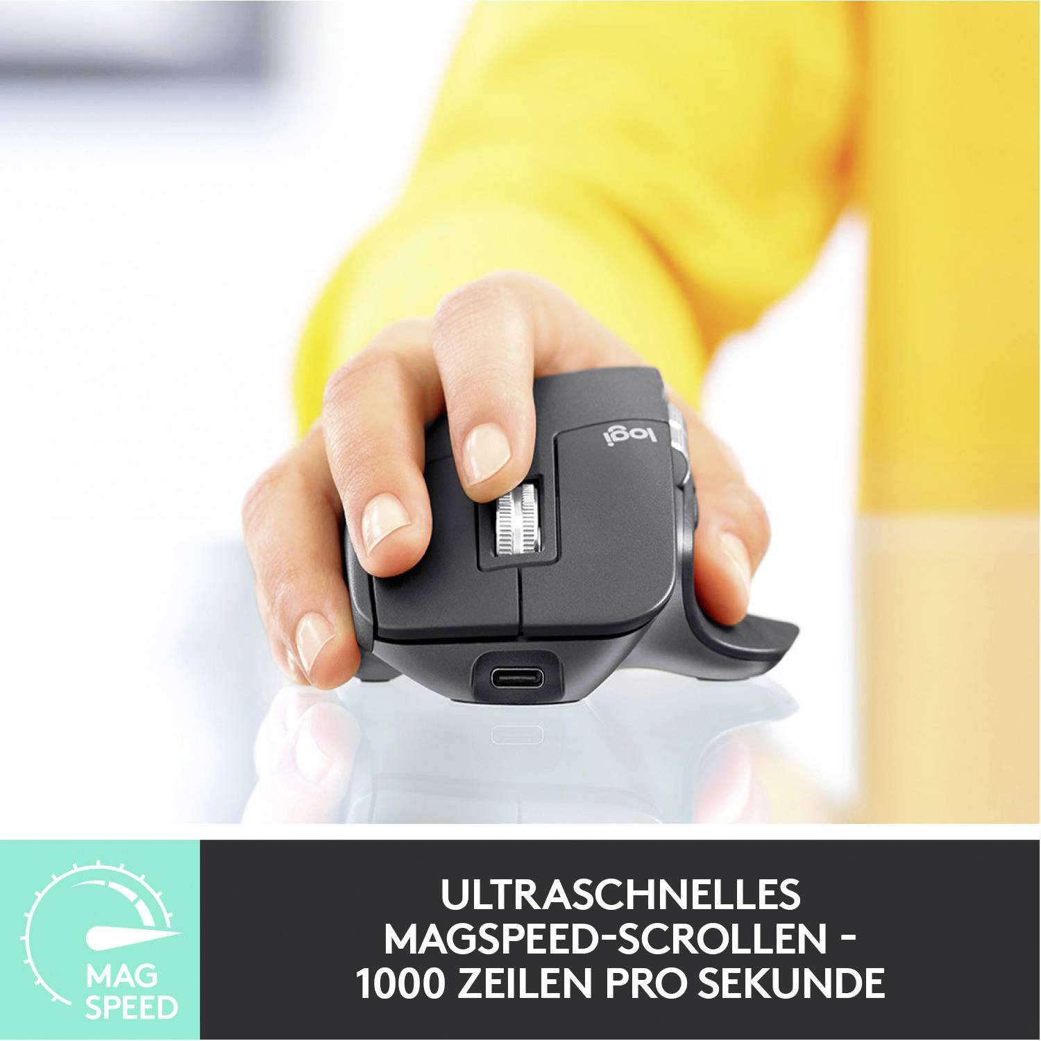 Logitech MX Master 3 Advanced Kabellose ergonomische Maus Bluetooth®, Funk Laser Grau 7 Tasten 4000 dpi Wiederaufladbar
