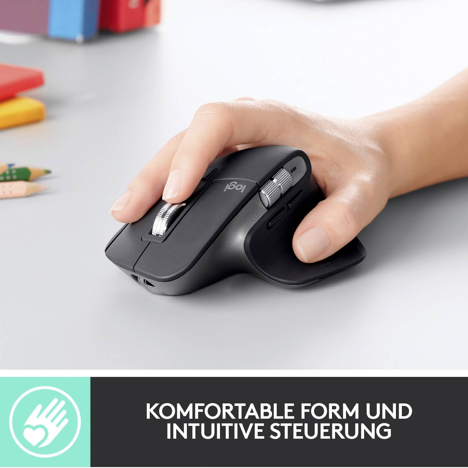 Logitech MX Master 3 Advanced Ergonomische Maus Bluetooth®, Funk Laser Grau 7 Tasten 4000 dpi Ergonomisch, Wiederaufladbar, Intelligentes Scrollra