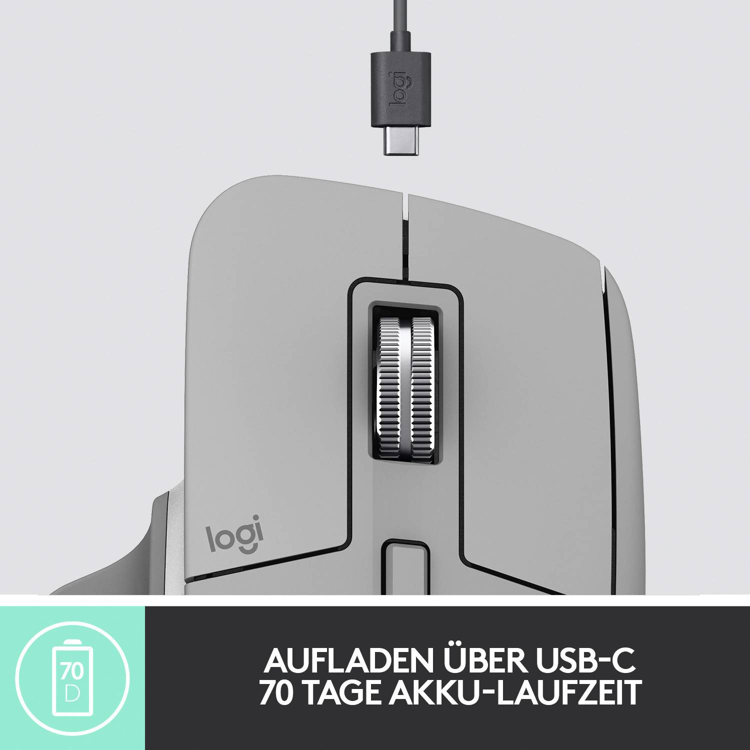 Logitech MX Master 3 Advanced Ergonomische Maus Bluetooth®, Funk Laser Grau 7 Tasten 4000 dpi Ergonomisch, Wiederaufladbar, Intelligentes Scrollra