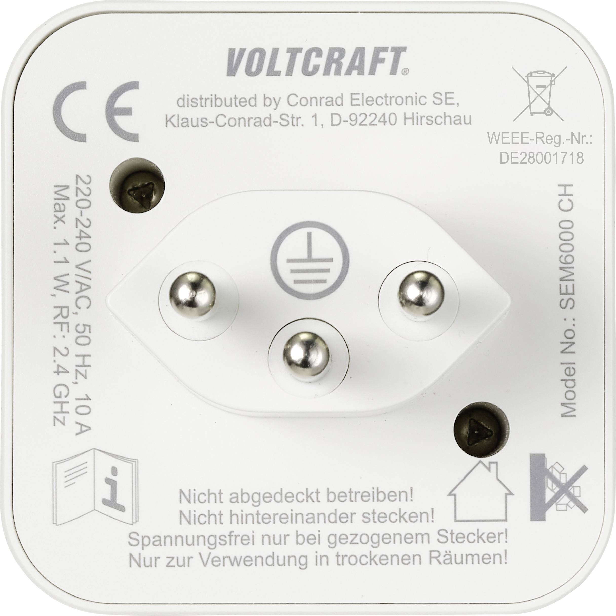 VOLTCRAFT SEM6000 CH Energiekosten-Messgerät Bluetooth®-Schnittstelle, Datenexport, Datenloggerfunktion, Kostenprognose