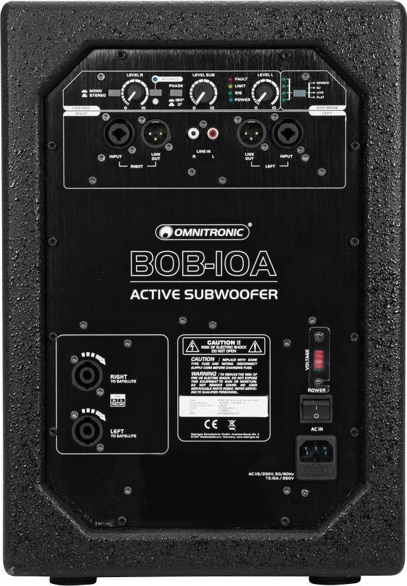 Omnitronic BOB-10A Aktiver PA Subwoofer 25.4 cm 10 Zoll 900 W 1 St.