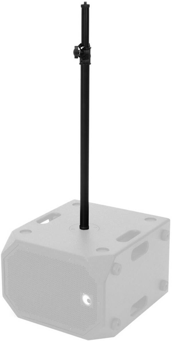 Ein Lautsprecher steht auf einem stabilen Stativ. Das Design ist kantig und industrial.