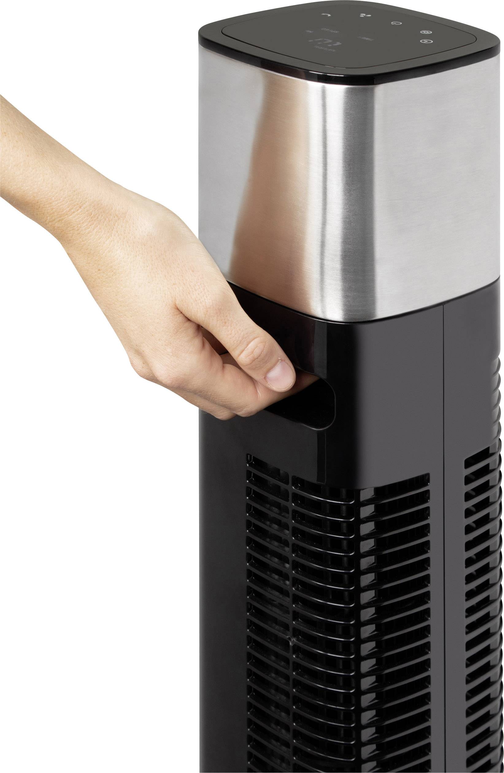 Profi-Care PC-TVL 3068 Turmventilator 50 W (L x B x H) 340 x 340 x 1050 mm Schwarz, Edelstahl Oszillierend, mit Fernbedienung, LED-Display