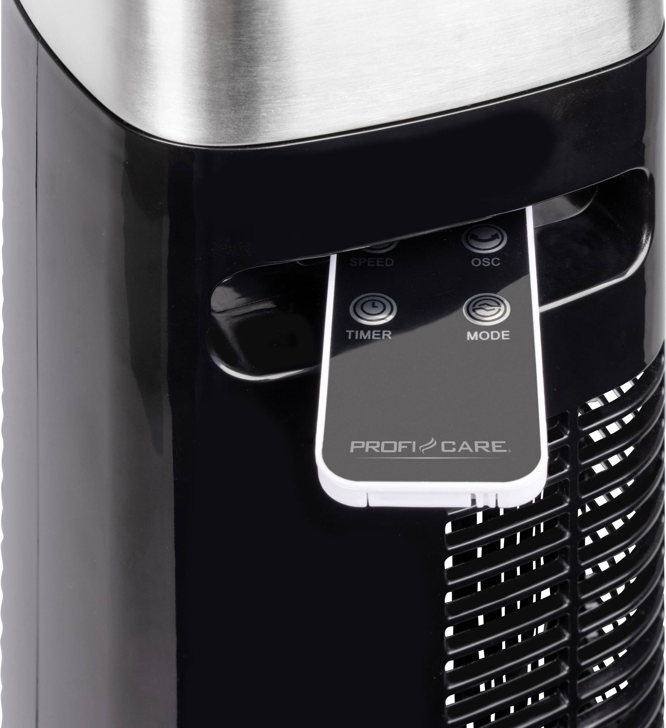 Profi-Care PC-TVL 3068 Turmventilator 50 W (L x B x H) 340 x 340 x 1050 mm Schwarz, Edelstahl Oszillierend, mit Fernbedienung, LED-Display
