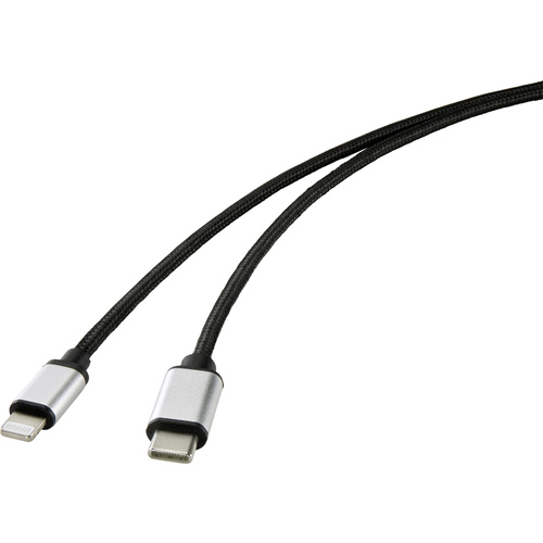 Renkforce Handy Anschlusskabel [1x USB-C® Stecker - 1x Apple Lightning-Stecker] 1.00m Schwarz