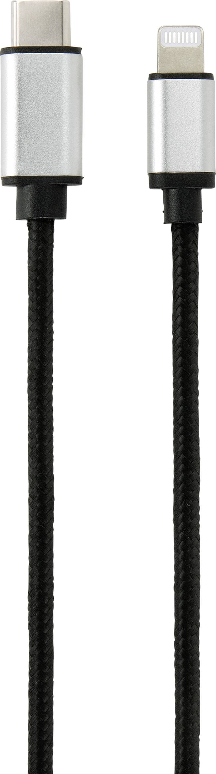 Renkforce USB-Kabel USB 2.0 USB-C® Stecker, Apple Lightning Stecker 1.00m Schwarz RF-4353446