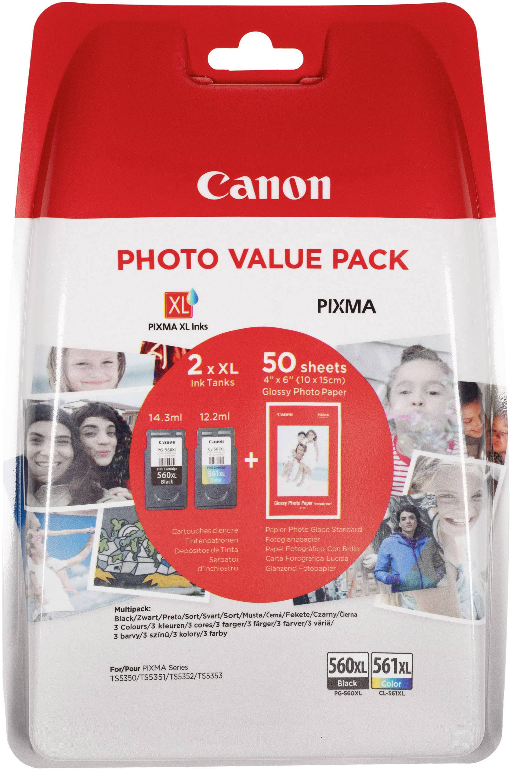 Canon Druckerpatrone PG-560 / CL-561 Photo Value Pack Original Kombi-Pack Schwarz, Cyan, Magenta, Gelb 3712C004