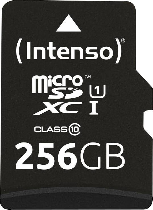 Intenso microSDHC-Karte UHS-I Premium, Klasse 10, 256 GB, mit Adapter auf SD Slot