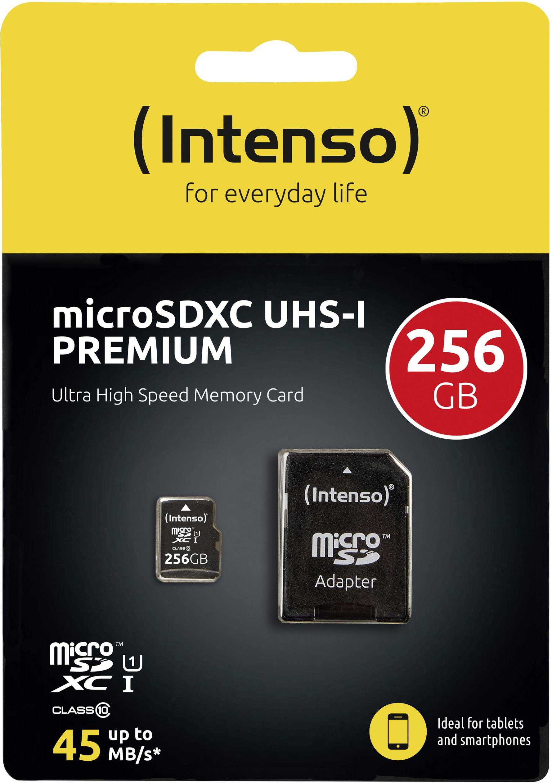 Intenso Premium microSDXC-Karte 256GB Class 10, UHS-I inkl. SD-Adapter