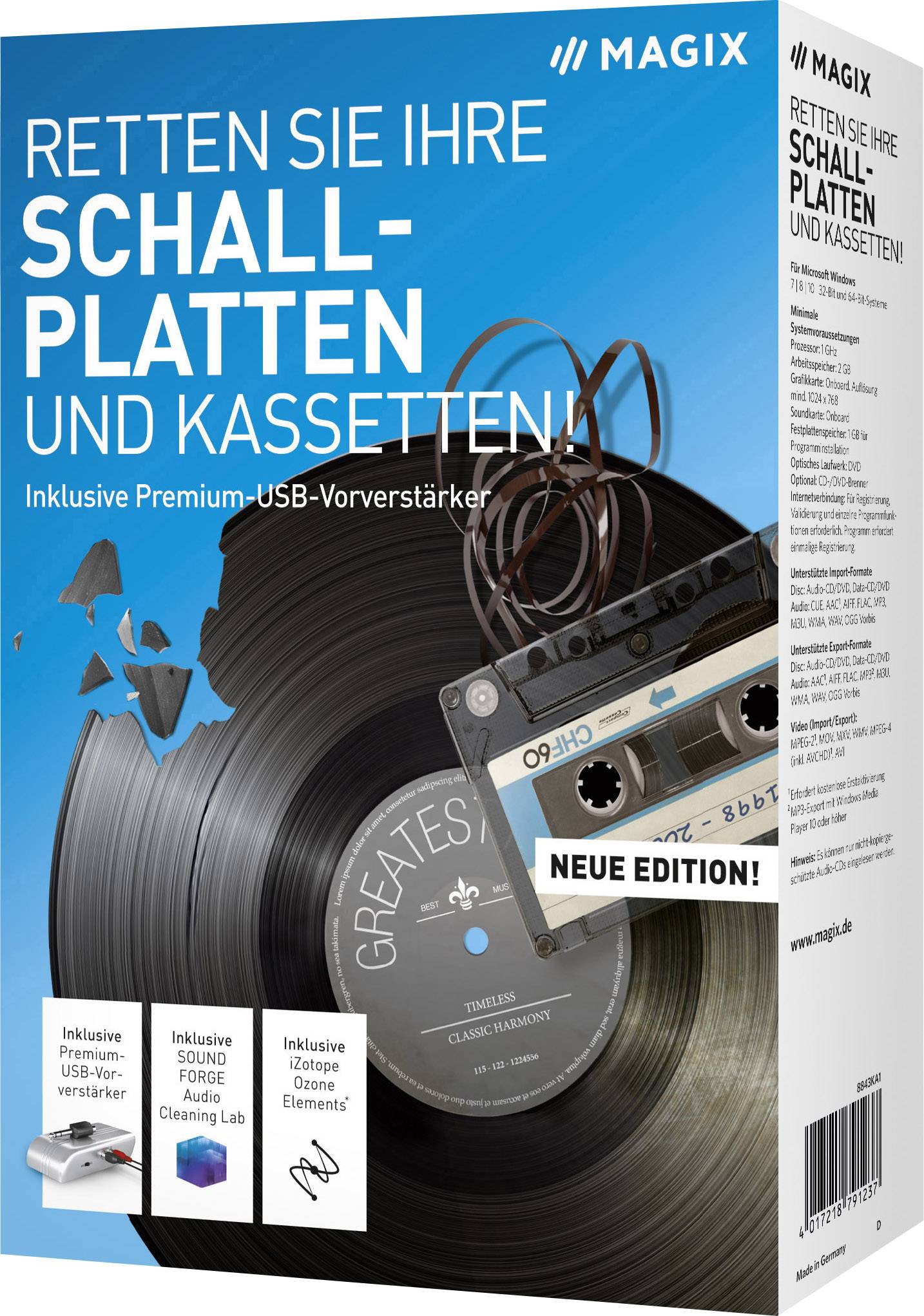 Magix Retten Sie Ihre Schallplatten & Kassetten Vollversion, 1 Lizenz Windows Digitalisierungs-Software