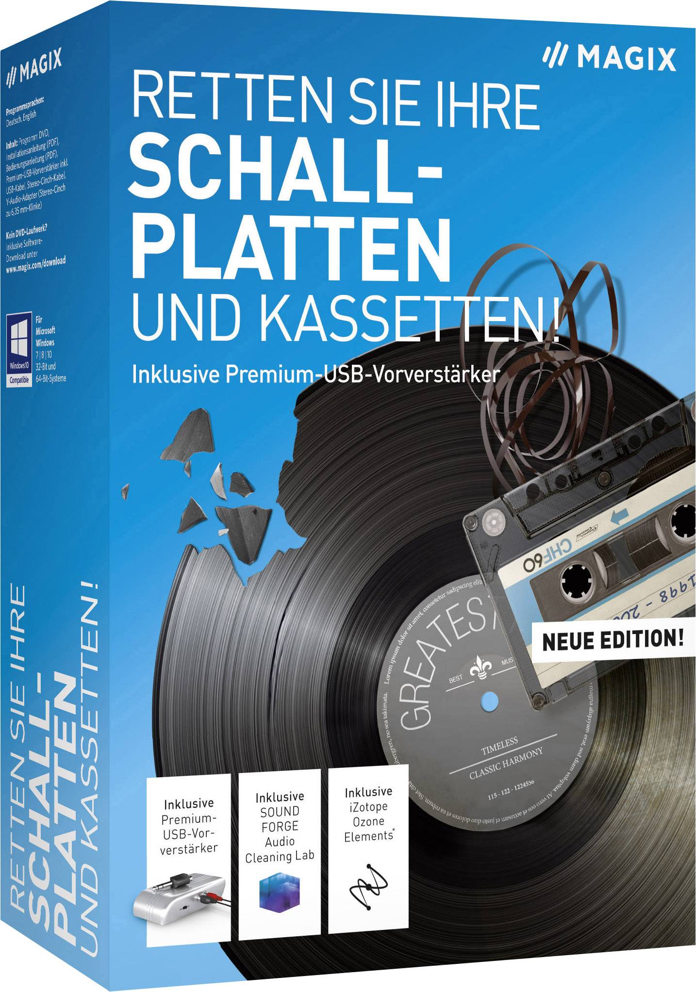 Magix Retten Sie Ihre Schallplatten & Kassetten Vollversion, 1 Lizenz Windows Digitalisierungs-Software