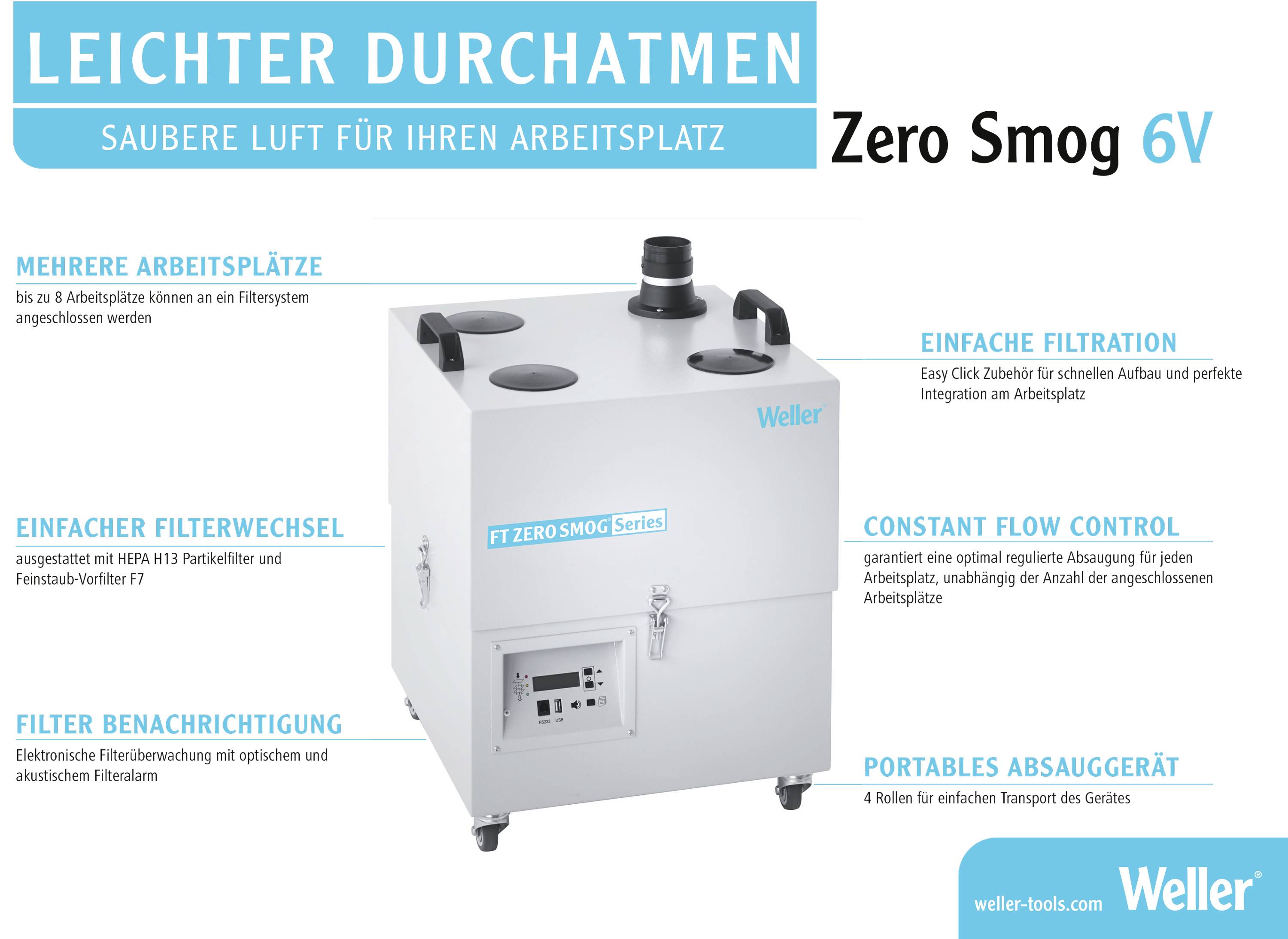 Weller Zero Smog 6V Lötrauchabsaugung 230 V 460 VA