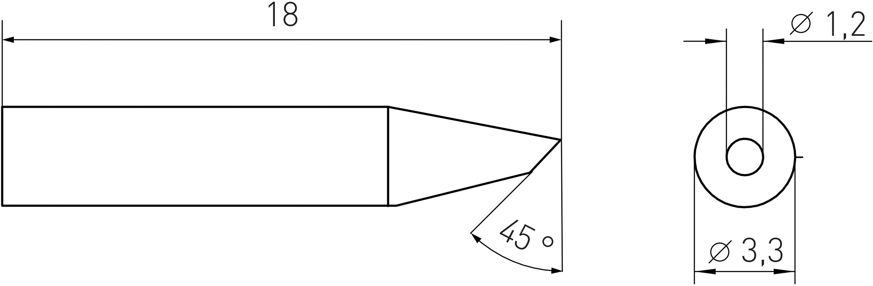 Weller RTM 012 B MS Lötspitze abgeschrägt Spitzen-Größe 1.2mm Spitzen-Länge 18mm Inhalt 1St.