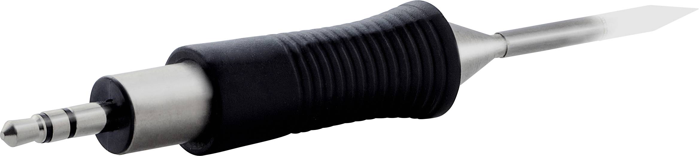 Ein Griff mit einer Metallklinge und einem gerillten, ergonomischen Griff. Geeignet für präzise Arbeiten oder Anwendungen.