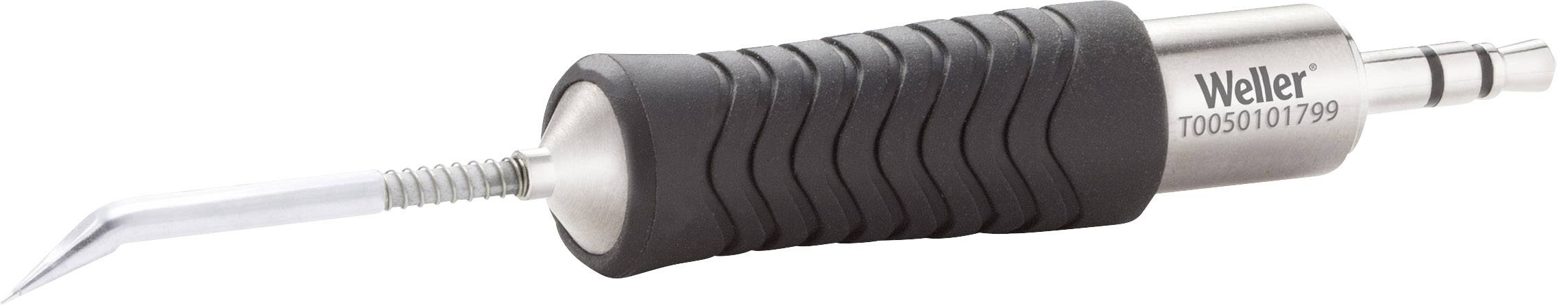 Ein Lötkolben mit schwarzem, ergonomischem Griff und langer Metallspitze, beschriftet mit 'Weller T0050107199'.