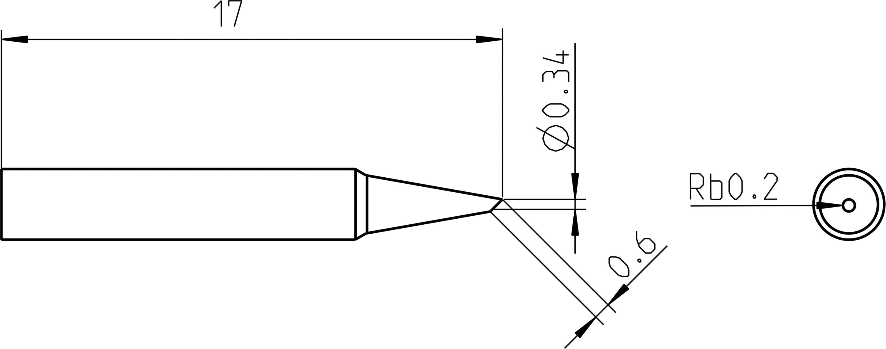 Weller RTP 004 B Lötspitze abgeschrägt Spitzen-Größe 0.4mm Spitzen-Länge 17mm Inhalt 1St.